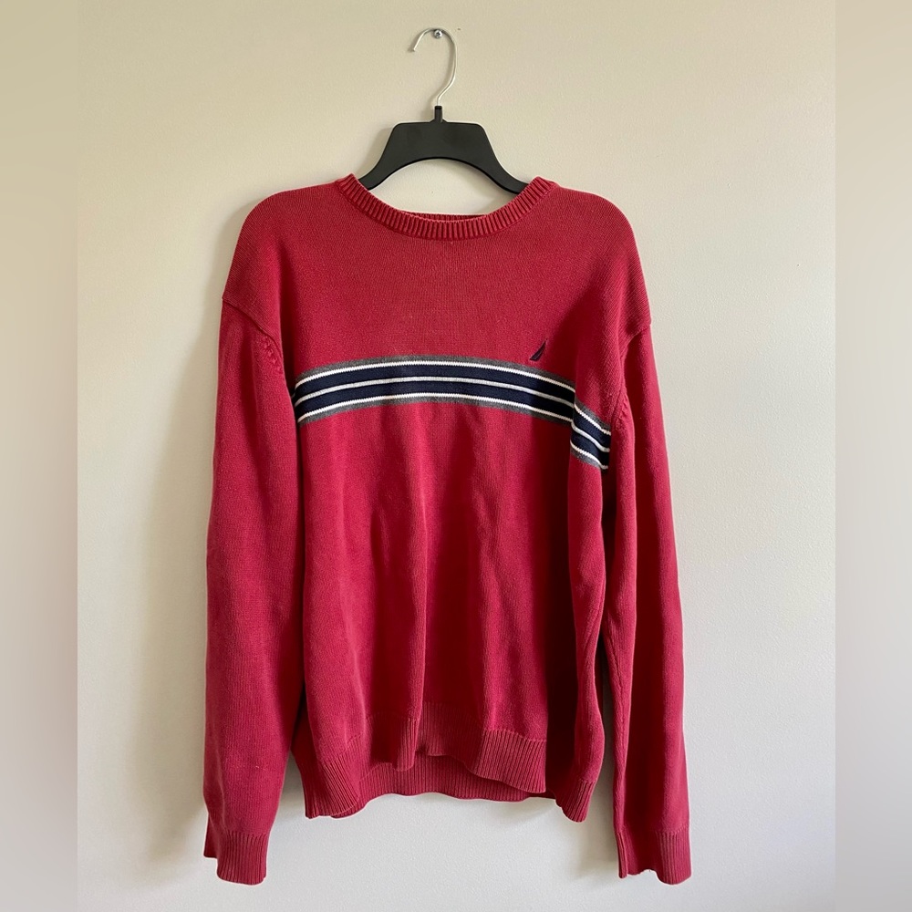 Vintage Nautica Crewneck Red With Stripe Size XLarge